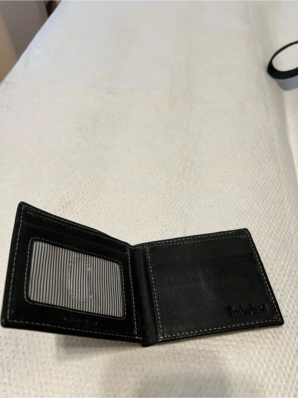 Timberland Black Leather Wallet with Embossed Tree Logo
